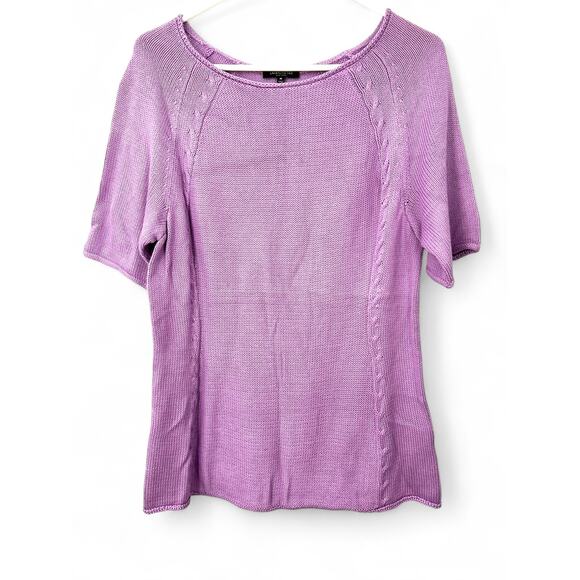 LAFAYETTE 148  | M | Knit Top Short Sleeve Sweater Pullover Lilac Womens Luxury - Picture 1 of 7